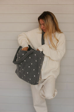 STUDIO NOOS Táska - Grey Denim Hearts