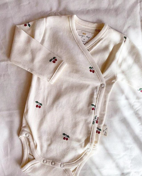 Bavlněné body s dlouhým rukávem pro miminka Konges Slojd - Cherry - Lavly