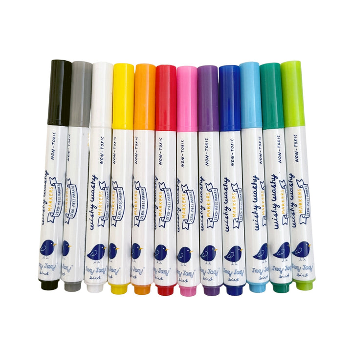 JAQ JAQ BIRD Wishy Washy Markers Mini 12 darabos lemosható színes filctoll készlet