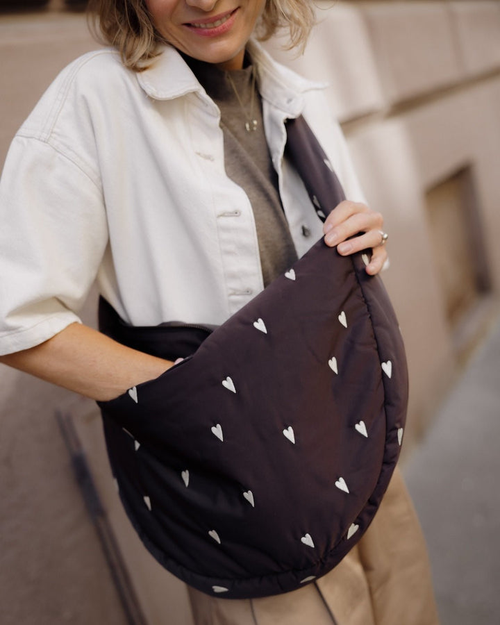 Crossbody taška STUDIO NOOS Brown Hearts Puffy | Lavly.cz