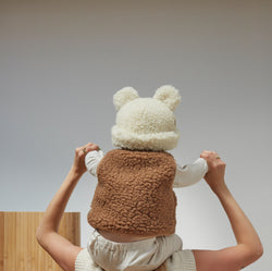 Merino čepice s oušky BINIBAMBA Teddy Hat Milk | Stylové doplňky pro děti a ženy | Lavly.cz