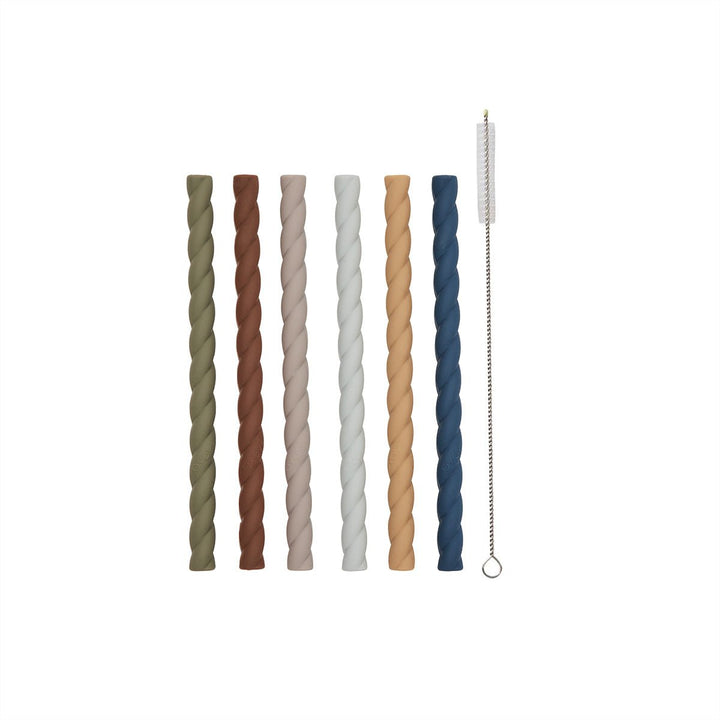 Set šesti silikonových brček OYOY Mellow Caramel / Blue | Stylové doplňky pro děti a ženy | Lavly.cz
