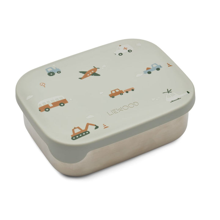 Svačinový box LIEWOOD Arthur Dopravní prostředky / Dove Blue | Stylové doplňky pro děti a ženy | Lavly.cz
