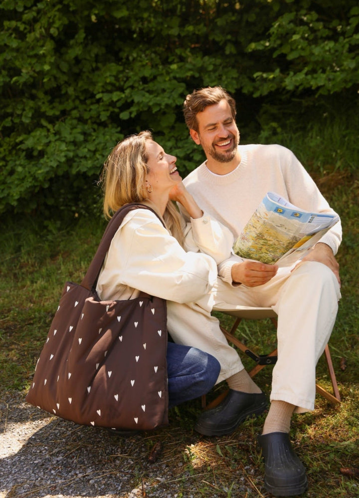 Taška STUDIO NOOS Brown Hearts Puffy | Stylové doplňky pro děti a ženy | Lavly.cz